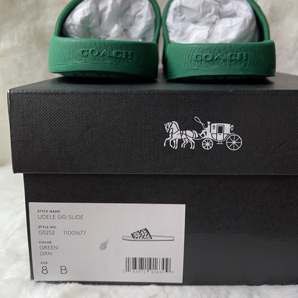 NIB Coach emerald green monogram slides - Picture 5 of 5